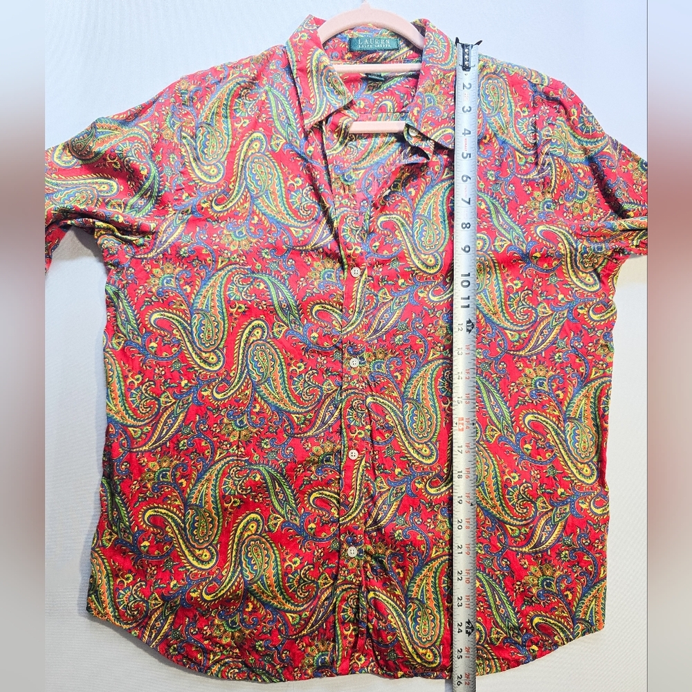Vintage Ralph Lauren Red Paisley Button-Down Shirt Size Large - Picture 5 of 7